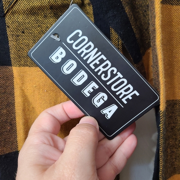 NWT Mens Dk Yellow Plaid Flannel xs - Picture 2 of 5